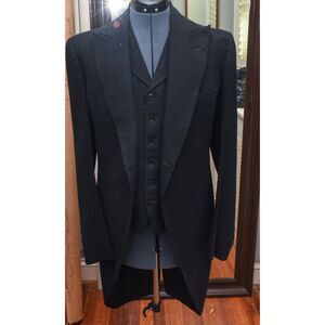 Black Wool Morning Coat Jacket and Vest from the Algonquin Hotel Uniform